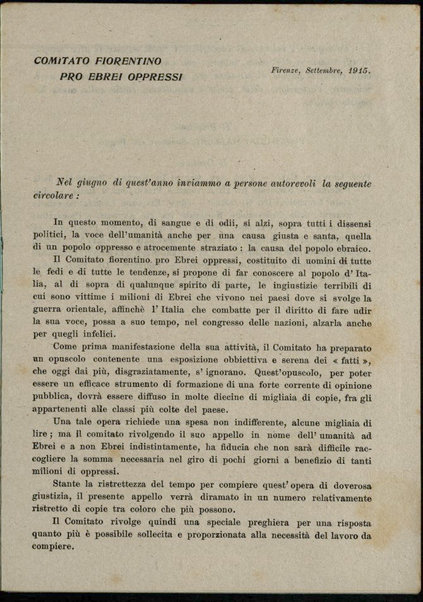 La ignorata tragedia di un popolo / [Comitato fiorentino pro ebrei oppressi]